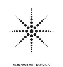 Black abstract vector circle frame halftone dots logo emblem design element for medical, treatment, cosmetic. Round border Icon using halftone circle dots raster texture.