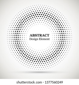 Black abstract vector circle frame halftone dots logo emblem design element. 
Halftone effect vector pattern for your design. Circle dots isolated on the white background for advertisement.
 svg