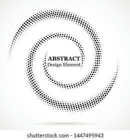 Black abstract vector circle frame halftone dots design element.Halftone effect vector pattern for your design. Circle dots isolated on the white background for advertisement.


