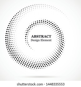 Black abstract vector circle frame halftone dots design element.Halftone effect vector pattern for your design. Circle dots isolated on the white background for advertisement. 