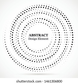 Black abstract vector circle frame halftone dots design element.Halftone effect vector pattern for your design. Circle dots isolated on the white background for advertisement. 