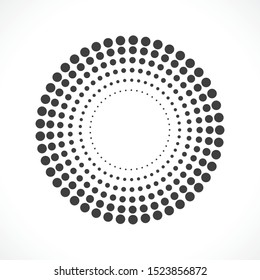 Black abstract vector circle frame halftone dots logo emblem design. Round border Icon using circle dots texture.Vector illustration EPS 10