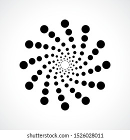 Black abstract vector circle frame halftone dots logo emblem design. Round border Icon using circle dots texture.Vector illustration EPS 10