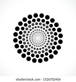 Black abstract vector circle frame halftone dots logo emblem design. Round border Icon using circle dots texture.Vector illustration EPS 10