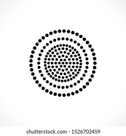 Black abstract vector circle frame halftone dots logo emblem design. Round border Icon using circle dots texture.Vector illustration EPS 10