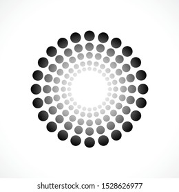 Black abstract vector circle frame halftone dots logo emblem design. Round border Icon using circle dots texture.Vector illustration EPS 10