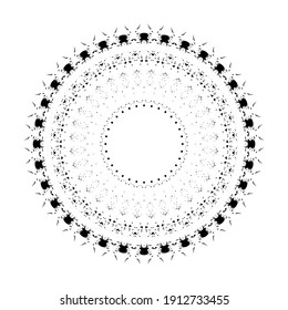Black abstract vector circle frame halftone dot. Design element. Vector dotted frame. Ethnic tribal tattoo. Vector illustration.