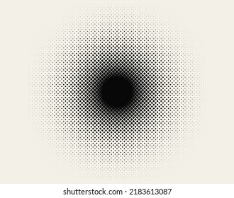 Black Abstract Vector Circle Frame. Halftone Dots Emblem Design Element for Medical, Treatment, Cosmetic. Round Border Halftone Raster Texture. Vector Illustration.