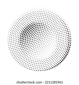 Black abstract vector circle frame halftone dots logo emblem design element for medical, treatment, cosmetic. Round border Icon using halftone circle dots raster texture.
