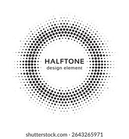 Black abstract vector circle frame halftone dots design element. Halftone effect vector pattern for your design. Isolated circle dots isolated for medical, cosmetic advertisement.