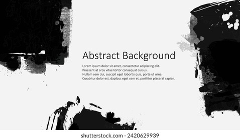 Black abstract vector design. Ink paint on brochure, Design elements isolated on white.