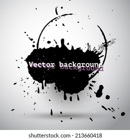 Black abstract vector grunge style blot, template design element for poster or banner