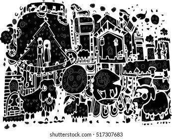 black abstract vector of line art design