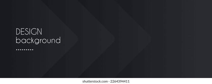Black abstract vector long banner. Minimal background with arrows and copy space for text. Social media header, cover, web banner