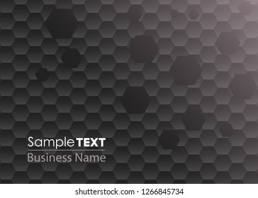 Black abstract vector mate background - vector illustration. pattern hexagons grey with structure of honeycomb and space to write your own text. Template with place for logo or business card