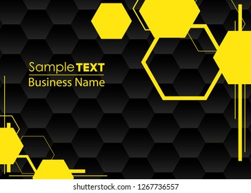 Black abstract vector mate background - vector illustration. pattern hexagons grey with structure of honeycomb and space to write your own text. Template with place for logo or business card