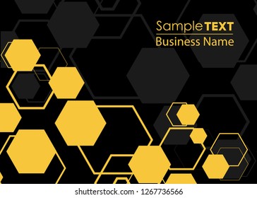 Black abstract vector mate background - vector illustration. pattern hexagons grey with structure of honeycomb and space to write your own text. Template with place for logo or business card