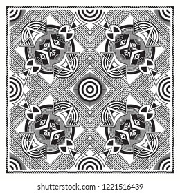 Black abstract vector print design, Geometric seamless pattern design on transparent background