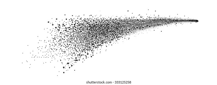 Black Abstract Vector Shooting Star Tail Silhouette - Falling Star - Isolated on White Background. With Space for Your Own Text Message Above the Stars.