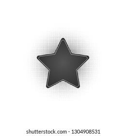Black abstract vector star frame halftone dots logo emblem design element with . Round border Icon using halftone circle dots.