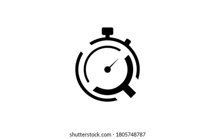 Vector abstracto negro de un símbolo de cronómetro hecho de formas rotas aisladas contra un fondo blanco. Gráfica genial para icono del temporizador, reloj y contador moderno.