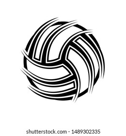 Black abstract volleyball symbol isolated on white background