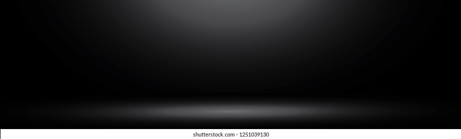 Black abstract wall and studio room - panoramic background or studio with blank space