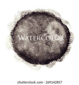Black abstract watercolor hand drawn texture, isolated on white background