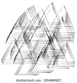 black abstract watercolor mesh pattern with irregular triangle shaped lines on white background, vector illustration