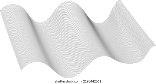 Black Abstract Wavy Curved Lines, Wave Texture. Isolated Vector Illustration, Eps 10. Transparent Background. Tech, Business, Science Concept. Asset For Banner, Overlay, Collage, Montage.