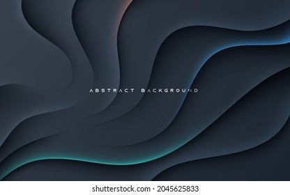 Black Abstract Wavy Dimension Background With Color Light