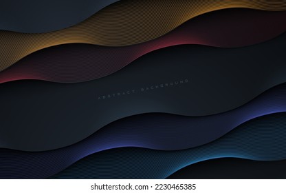 Schwarz abstrakter, gewellter Hintergrund mit Farblicht