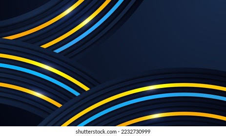 Black abstract wavy dimension background with colorful light decoration