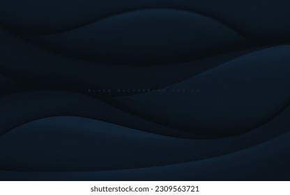 Black abstract wavy dimension layers background