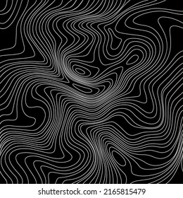 Black Abstract Weather Map. Topographic Map Lines, Contour Background. Geographic Seamless Pattern Meteorological Linear Pattern. Vector Temperature Card. - Shutterstock ID 2165815479