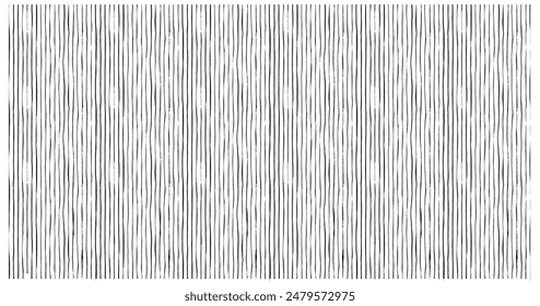 Black abstract white background, curved portrait stripes, seamless pattern. Optical art, dynamic texture. Vector wallpaper