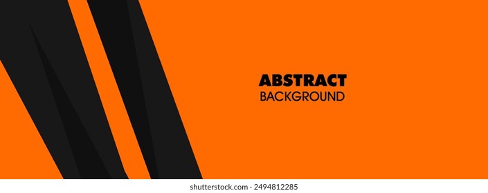 Schwarzer abstrakter breiter Horizontaler Banner mit orangefarbenen und grauen Linien und Formen. Dark moderne sportlich helle futuristische Horizontal abstrakte Hintergrund. 