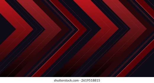 Black abstract wide horizontal banner with arrows and angles. Dark modern sporty bright futuristic abstract background.