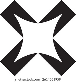 A black, abstract X vector logo