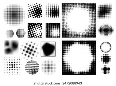 Abstracciones negras con puntos de semitonos. No AI, Ilustración vectorial
