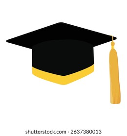 Black academic graduation cap isolated on white background. Vector illustration graduation hat. Graduation cap icon