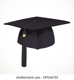 Black Academic hat with a tassel 1 isolated on white background