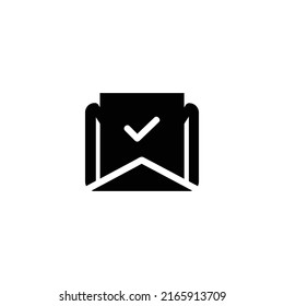 Diseño de icono de correo electrónico aceptado en negro aislado en fondo blanco