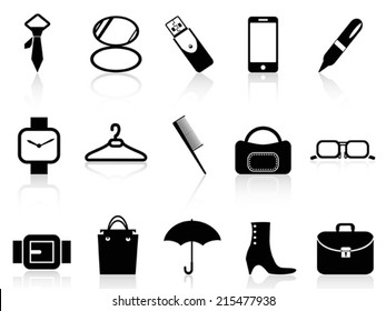 black accessories icons set