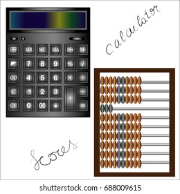 Black accounting calculator with advanced functions for calculations and scores