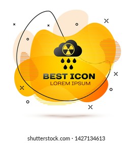 Black Acid rain and radioactive cloud icon isolated on white background. Effects of toxic air pollution on the environment. Fluid color banner. Vector Illustration