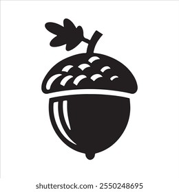 Black acorn icon. Acorn silhouette vector illustration design on white background.