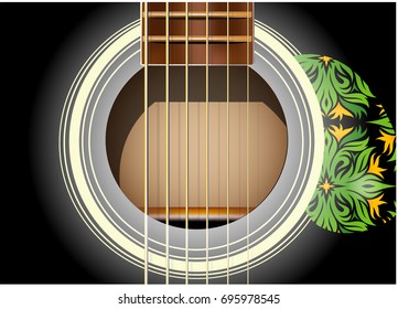 The black acoustic guitar body vector background style illustration,Music instrument abstract graphic design.