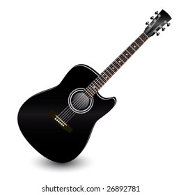black acoustic guitar isolated on white
