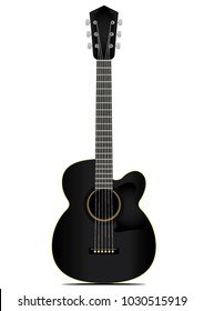 Black Acoustic Guitar  on white  background. vector illustration/eps10